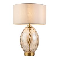 Plano White Shade Touch Table Lamp In Champagne Glass Base