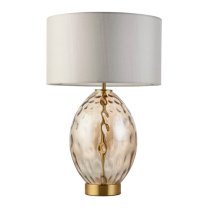 Plano White Shade Touch Table Lamp In Champagne Glass Base