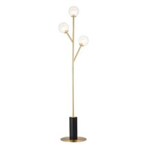 Quincy 3 Lights Glass Shade Floor Lamp In Satin Brass