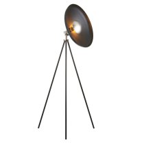 Silvis Coned Floor Lamp In Matt Black With Matt Nickel Details