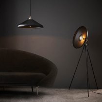 Silvis Coned Floor Lamp In Matt Black With Matt Nickel Details