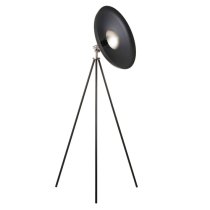 Silvis Coned Floor Lamp In Matt Black With Matt Nickel Details