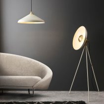 Silvis Coned Floor Lamp In Warm White With Brass Details