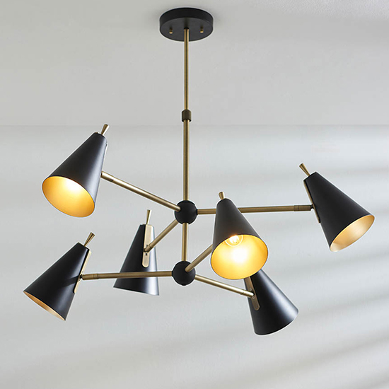 Salado 6 Lights Ceiling Pendant Light In Matt Black