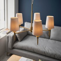 Clive 5 Lights Multi Arm Ceiling Pendant Light In Satin Brass