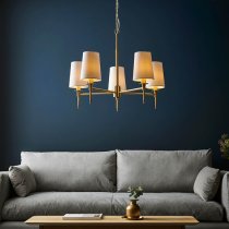 Clive 5 Lights Multi Arm Ceiling Pendant Light In Satin Brass