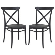 Carson Black Polypropylene And Glass Fiber Dining Chairs In Pair