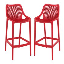 Adrian Red Polypropylene And Glass Fiber Bar Chairs In Pair