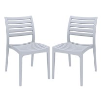 Albany Silver Grey Polypropylene Dining Chairs In Pair