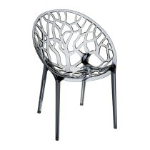 Cancun Smoked Grey Clear Polycarbonate Dining Chairs In Pair