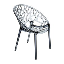 Cancun Smoked Grey Clear Polycarbonate Dining Chairs In Pair