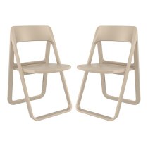 Durham Taupe Polypropylene Dining Chairs In Pair