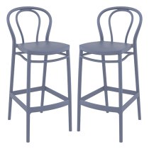 Victor Grey Polypropylene With Glass Fiber Bar Chairs In Pair