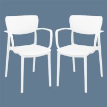 Lisa White Polypropylene Dining Chairs In Pair