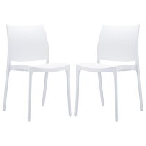 Mesa White Polypropylene Dining Chairs In Pair