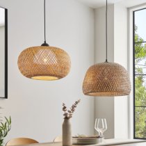 Belie 1 Light Dome Pendant Light In Black And Natural