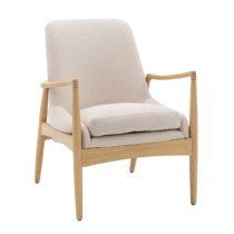 Carrara Fabric Armchair With Wooden Frame In Natural