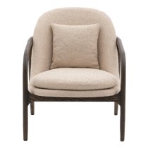 Allegra Fabric Armchair With Dark Wooden Frame In Taupe