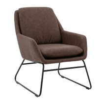 Fanton Leather Bedroom Chair With Metal Frame In Brown