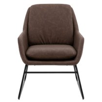 Fanton Leather Bedroom Chair With Metal Frame In Brown