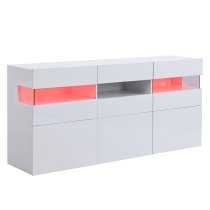 Kirsten High Gloss Sideboard In White With LED Lighting