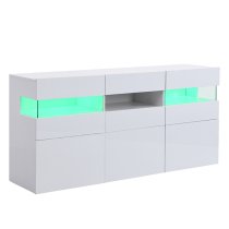 Kirsten High Gloss Sideboard In White With LED Lighting