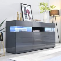 Kirsten High Gloss Sideboard In Grey With LED Lighting