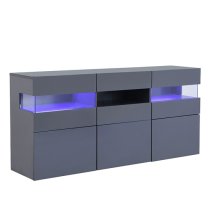 Kirsten High Gloss Sideboard In Grey With LED Lighting