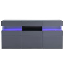 Kirsten High Gloss Sideboard In Grey With LED Lighting