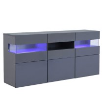 Kirsten High Gloss Sideboard In Grey With LED Lighting