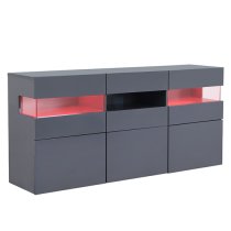 Kirsten High Gloss Sideboard In Grey With LED Lighting