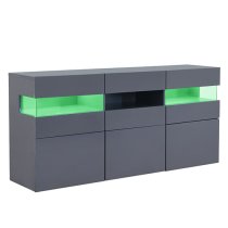 Kirsten High Gloss Sideboard In Grey With LED Lighting