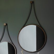 Bogota Large Round Wall Mirror With Aged Bronze Iron Frame