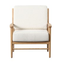 Ocala Fabric Armchair With Wooden Frame In Natural And Cream