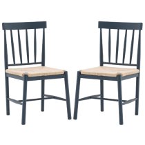 Elvira Meteror Wooden Dining Chairs With Rope Seat In Pair