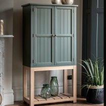 Elvira Wooden Drinks Cabinet With 2 Doors In Moss And Oak