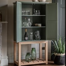 Elvira Wooden Drinks Cabinet With 2 Doors In Moss And Oak