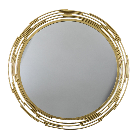 Clayton Round Portrait Wall Mirror In Gold Iron Frame