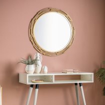 Clayton Round Portrait Wall Mirror In Gold Iron Frame