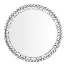 Fargo Small Round Portrait Wall Mirror In Silver