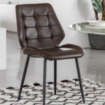 Minford Brown Leather Dining Chairs In Pair