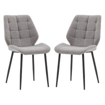 Minford Light Grey Fabric Dining Chairs In Pair