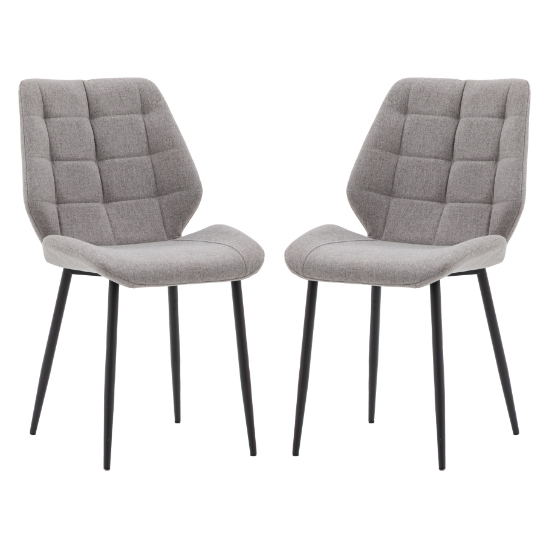 Minford Light Grey Fabric Dining Chairs In Pair