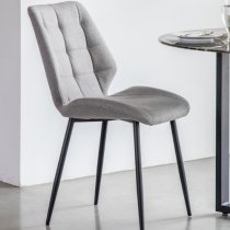 Minford Light Grey Fabric Dining Chairs In Pair