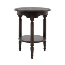 Madisen Round Wooden Side Table In Coffee