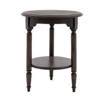 Madisen Round Wooden Side Table In Coffee