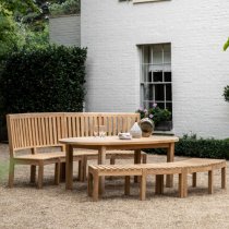 Champil Outdoor Oval Wooden Dining Table In Natural