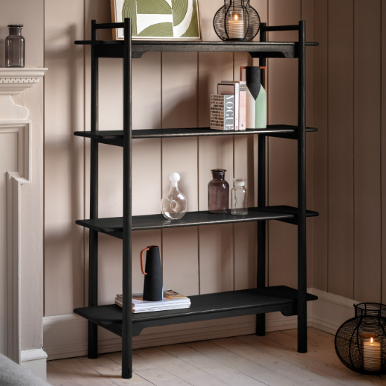 Burbank Wooden Open Shelving Unit In Black