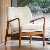 Jenson Upholstered Linen Armchair In Cream