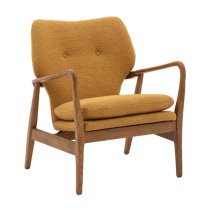 Jenson Fabric Armchair With Wooden legs In Ochre